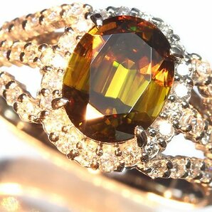 RR11302S【1円～】新品【RK宝石】《Sphene》極上スフェーン 大粒3.39ct!! 極上ダイヤモンド 総計0.67ct Pt900 高級リング ダイヤの画像1