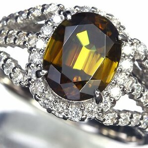 RR11302S【1円～】新品【RK宝石】《Sphene》極上スフェーン 大粒3.39ct!! 極上ダイヤモンド 総計0.67ct Pt900 高級リング ダイヤの画像2