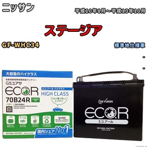 国産 バッテリー GSユアサ ECO.R HIGH CLASS ニッサン ステージア GF-WHC34 平成10年8月～平成13年10月 EC70B24RHC