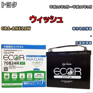 国産 バッテリー GSユアサ ECO.R HIGH CLASS トヨタ ウィッシュ CBA-ANE11W 平成16年2月～平成17年9月 EC70B24RHC