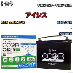 国産 バッテリー GSユアサ ECO.R HIGH CLASS トヨタ アイシス CBA-ANM10W 平成16年9月～平成17年11月 EC70B24RHC