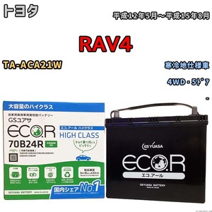 国産 バッテリー GSユアサ ECO.R HIGH CLASS トヨタ ＲＡＶ４ TA-ACA21W 平成12年5月～平成15年8月 EC70B24RHC