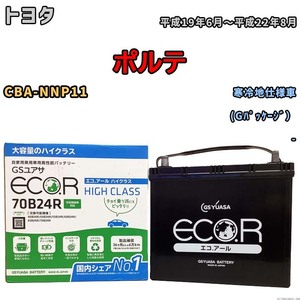 国産 バッテリー GSユアサ ECO.R HIGH CLASS トヨタ ポルテ CBA-NNP11 平成19年6月～平成22年8月 EC70B24RHC