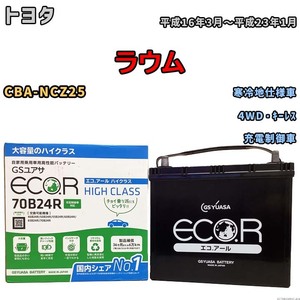 国産 バッテリー GSユアサ ECO.R HIGH CLASS トヨタ ラウム CBA-NCZ25 平成16年3月～平成23年1月 EC70B24RHC