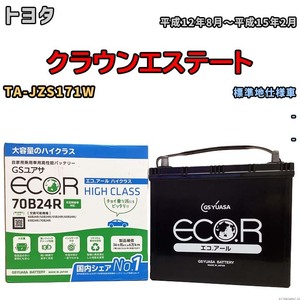 国産 バッテリー GSユアサ ECO.R HIGH CLASS トヨタ クラウンエステート TA-JZS171W 平成12年8月～平成15年2月 EC70B24RHC