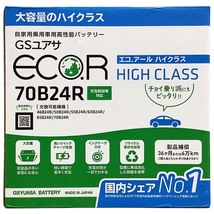国産 バッテリー GSユアサ ECO.R HIGH CLASS トヨタ プロボックス CBA-NCP58G 平成16年2月～平成22年6月 EC70B24RHC_画像4