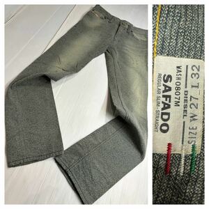 DIESEL ディーゼル　伊製　緑　SAFADO REGULAR SLIM - STRAIGHT ストライプデニム　ヴィンテージ 加工　ジーンズ　パンツ　W27 L32 約77cm