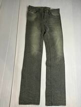 DIESEL ディーゼル　伊製　緑　SAFADO REGULAR SLIM - STRAIGHT ストライプデニム　ヴィンテージ 加工　ジーンズ　パンツ　W27 L32 約77cm_画像3