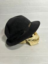 Borsalino ボルサリーノ　日本製　墨黒　フェイクスウェード？　ハット　帽子　S 55cm ブラック_画像6