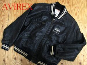 ★アヴィレックス AVIREX★本革 特大ロゴワッペン付き オールレザースタジャン★R60303037A