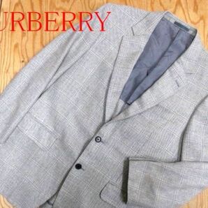 ★バーバリー Burberrys★メンズ シルク・リネン混 チェックウールジャケット グレー★R60310037Aの画像1