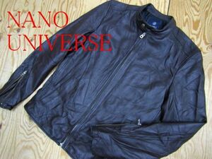 ★ナノユニバース NANOUNIVERSE★羊革ラムスキン レザーシングルライダースジャケット メンズ★R60317009C