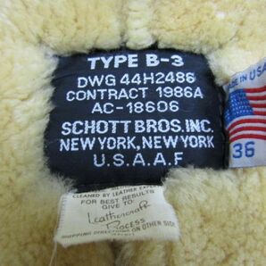 ★ショット SCHOTT★メンズ 羊毛皮 B-3 ムートンフライトジャケット 36 USA製★R60324028Cの画像5