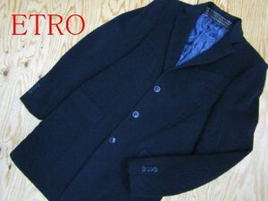 難あり★エトロ ETRO★メンズ 裏総柄シルク ウールチェスターコート キルティング切替★R60324009C