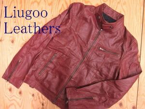 ★Liugoo Leathers リューグーレザー★メンズ 羊革ラムスキン レザーシングルライダースジャケット★R60324018A