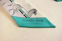 ICH【未使用品】 未使用 HERMES エルメス ツイリー ROCABAR ロカバール ホワイト×グリーン系 〈207-231224-ss4-ICH〉_画像5