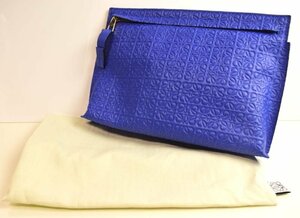 ICH【中古美品】 極美品 LOEWE ロエベ クラッチバッグ リピートアナグラム Tポーチ ブルー 〈205-240326-ss14-ICH〉