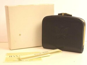 ICH【中古美品】 極美品 HANAE MORI ハナエモリ 二つ折り財布 がま口 蝶々 ブラック 〈206-240318-ss13-ICH〉