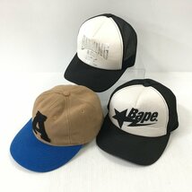 TEI 【現状渡し品】 A BATHING APE BAPE キャップ3点 メッシュ 帽子 エイプ ストリート 〈185-240310-MK-9-TEI〉_画像1