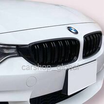BMW 4シリーズ F32/F33/F36/F82/F83対応 フロント キドニーグリル グロスブラック ダブルフィン カバー/エアロ 425i/430i/440i/435i等_画像1