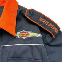 定番デザイン　ハーレーダビッドソン　両面刺繍ロゴ　半袖シャツ　3XL　大きいサイズ　バイク　ワークシャツ　ライダース　企業シャツ 90s_画像7