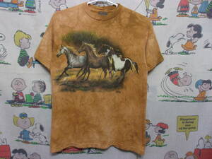 90s 馬 Tシャツ M 90年代 1999年 THE MOUNTAIN ザ・マウンテン Horse ホース ポニー タイダイ染め 古着 トップス アニマル動物プリント