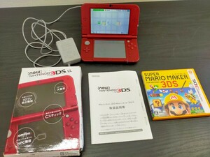 1円〜☆ Nintendo 任天堂 箱説付 マリオメーカー ソフト付き Newニンテンドー3DSLL RED-S-JPN-C0