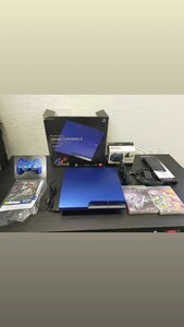 1円〜☆ SONY PlayStation 3 プレステ3 CECH-2500A スプラッシュブルー 充電スタンド ソフト2枚セット