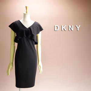 新品 DKNY 8/13号 ダナキャラン 黒 Vネック ワンピース パーティドレス 結婚式 披露宴 二次会 発表会 演奏会 フォーマル 女子会 輝29Y1206