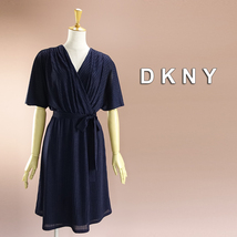 新品 DKNY 8/13号 ダナキャラン 紺 Aライン ワンピース パーティドレス 半袖 結婚式 二次会 披露宴 フォーマル お呼ばれ 発表会 輝41Y2707_画像1