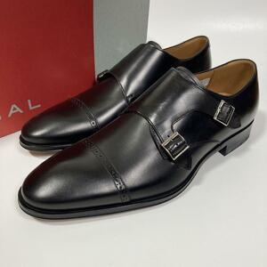 【未使用】リーガル REGAL ダブルモンク ストラップ 革靴 レザー ビジネスシューズ 26.5 黒 メンズ