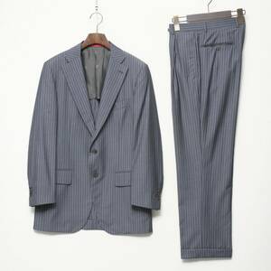 TH1460//イタリア製*イザイア/ISAIA*メンズ46/8R/グレゴリー/GREGORY/段返り3Bストライプスーツ/セットアップ/ジャケット+スラックス