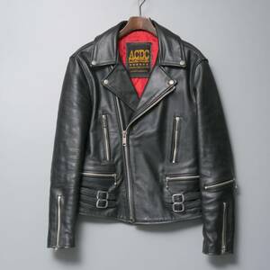 TH0319//*ACDC LEATHER*メンズ38/ダブルライダースジャケット/レザージャケット/革ジャン/パキジャン/黒/ブラック