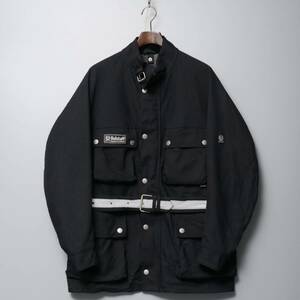 TH1633◎BELSTAFF ベルスタッフ トライアルマスター Belflex モーターサイクルジャケット ベルト付き ジップアップ ブルゾン 黒 サイズM