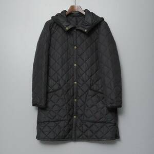 TH0847 バブアー/Barbour*メンズ34/ナイロンキルティングジャケット/フーデッドコート/ハーフコート/ブラック