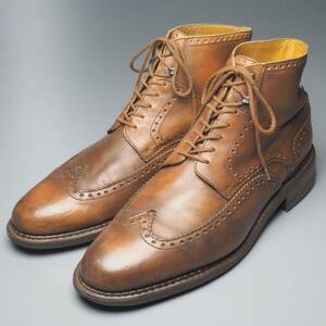 W1066//フランス製*パラブーツParaboot*メンズ8.5/ウイングチップ/ショートブーツ/レースアップブーツ/革靴/茶/ブラウン