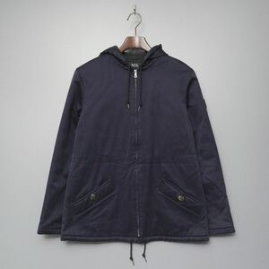 GN9416◎A.P.C. アーペーセー コットンツイル ワッペン 中綿 ジップアップ パーカー フーデッド ジャケット ブルゾン ネイビー系 サイズ48