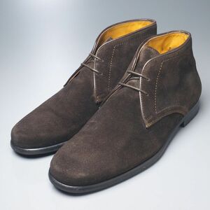 W1330//イタリア製*サントーニ/Santoni*メンズ5F/スエードチャッカブーツ/プレーントゥ/ショートブーツ/革靴/茶/ブラウン