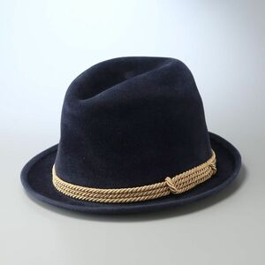 MG0951：イタリア製*Borsalino/ボルサリーノ × The POPPY/ザ ポピー*ファーフェルトハット*中折れハット*帽子*ネイビー