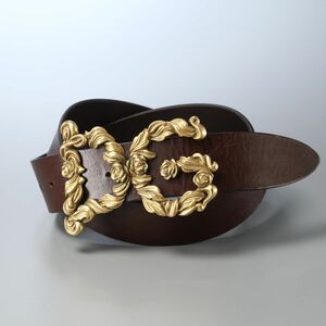 GP3720: Italy made * Dolce & Gabbana * men's * big DG buckle belt * leather belt *95/38* Brown 