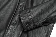 GP5724▽イタリア製 マルコ タリアフェリ/MARCO TAGLIAFERRI メンズ46 パンチング 羊革 レザージャケット シャツジャケット ブルゾン 黒_画像4