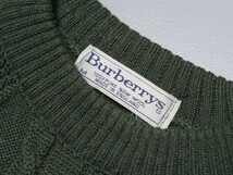 TF9443◇英国製 Burberrys/バーバリー メンズM クルーネック ウールニット コマンドセーター 肩・肘スエードパッチ グリーン系_画像6