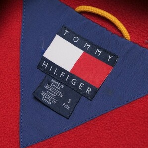 TH3006◇TOMMY HILFIGER トミーヒルフィガー メンズS 収納可フード付き 裏フリース ナイロンジャケット ブルゾン ハーフコート ブルー系の画像8