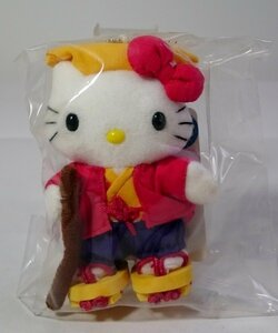 [W3892] 美品 ハローキティご当地ぬいぐるみボールチェーンマスコット 茨城限定 水戸黄門 2001年サンリオ HELLO KITTY 送無 タグ付 中古