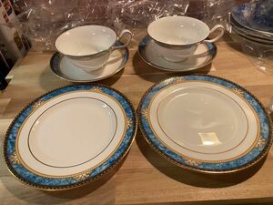 WEDGWOOD ウェッジウッド カーゾン CURZON 皿、カップ＆ソーサー2客、ケーキ皿セット　トリオ