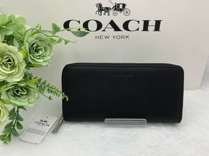 コーチ COACH 長財布 財布 アコーディオン ウォレット プレゼント 贈り物 ギフト ラウンドファスナー メンズ ブラック 黒 新品 F74769 C173