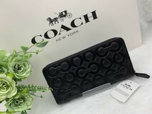 コーチ COACH 長財布 財布 メンズ ブラック 黒 エンボス シンプル プレゼント 贈り物 ギフト ロング ジップ 新品 ファッション F60735 C202_画像4