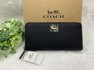 コーチ COACH 長財布 財布 プレゼント 贈り物 ラウンドファスナーロング ジップ ブラック 黒 レディース メンズ シンプル 新品 CC489 C082