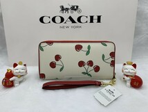 コーチ COACH 長財布 財布 チェリー さくらんぼ ジップ ブランド 誕生日 記念日 ブランド 大容量 新品未使用 ファッション CF406 A163_画像3