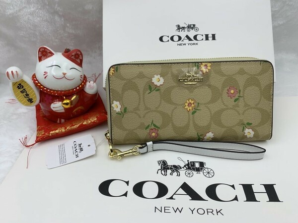 コーチ COACH 長財布 財布 ベージュ系 ロング ジップ シグネチャー キャンバス ノスタルジック ディッチー プリント 新品未使用 CH360 C175